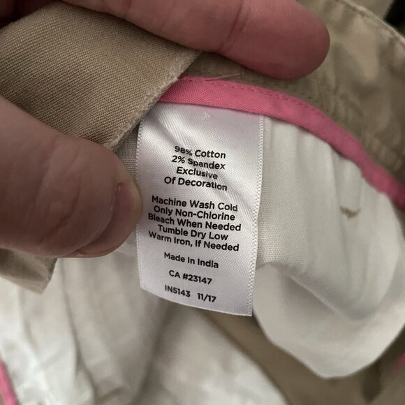 Talbots Sz 14 Tan Khaki Preppy Distressed Patches Relaxed Girlfriend Chino Pants - Picture 12 of 12